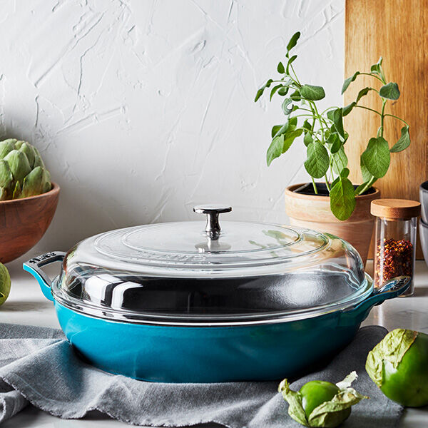Buy Cast Iron 3.5 qt, Braiser With Glass Lid, Pure White | STAUB