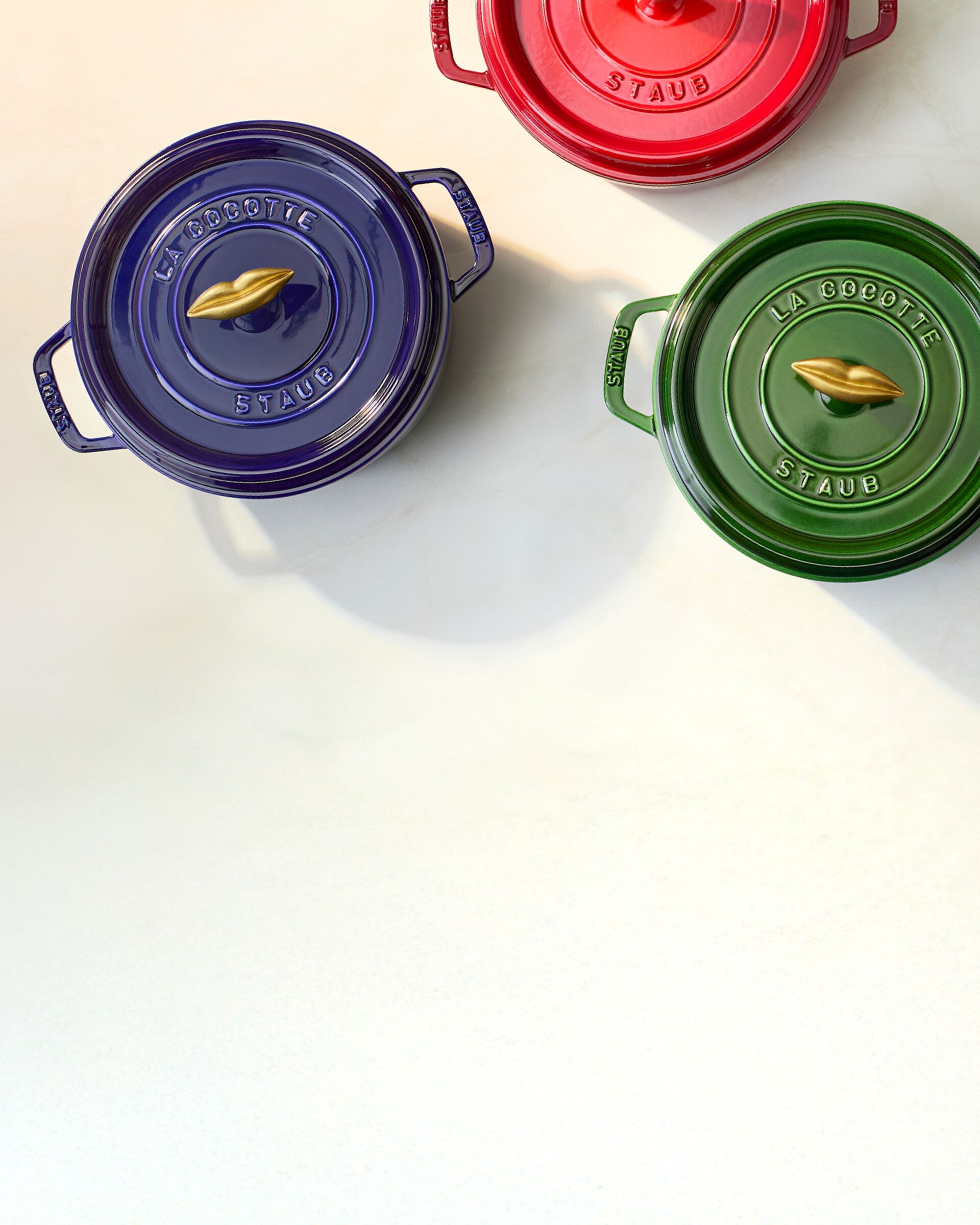 STAUB x Clare V. limited-edition Dutch ovens with lips knobs