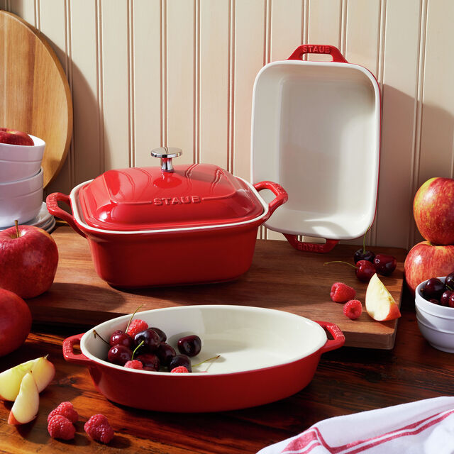 4-pc, Mixed Baking Dish Set, Cherry,,large