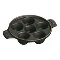 5.5-inch, Escargot Dish with six holes, Matte Black,,large