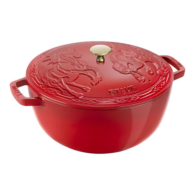 5 qt, Essential French Oven with Horse Lid, Cherry,,large