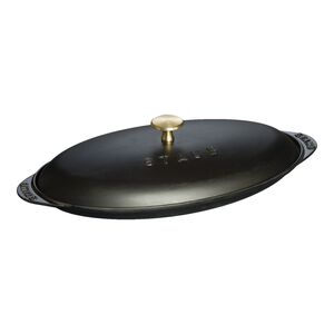 12.25 inch, Oval, Covered Fish Pan, Matte Black