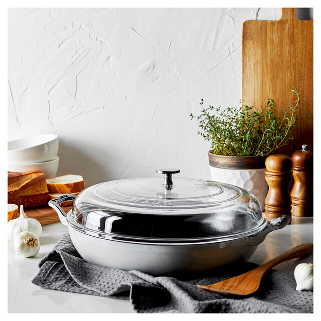3.5 qt, Braiser With Glass Lid, White Truffle,,large