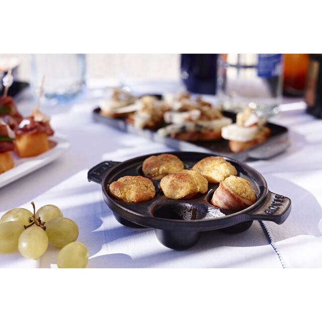 5.5-inch, Escargot Dish with six holes, Matte Black,,large