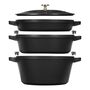 4-pc Stackable Cookware Set, Matte Black, Cast Iron ,,large