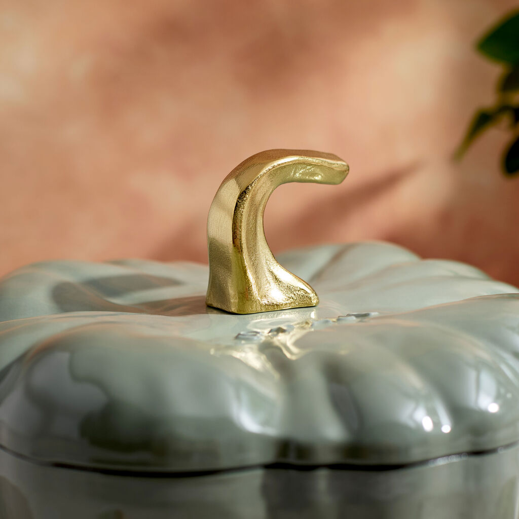 3.5 qt, Pumpkin, Dutch Oven With Gold Stem, Eucalyptus,,large