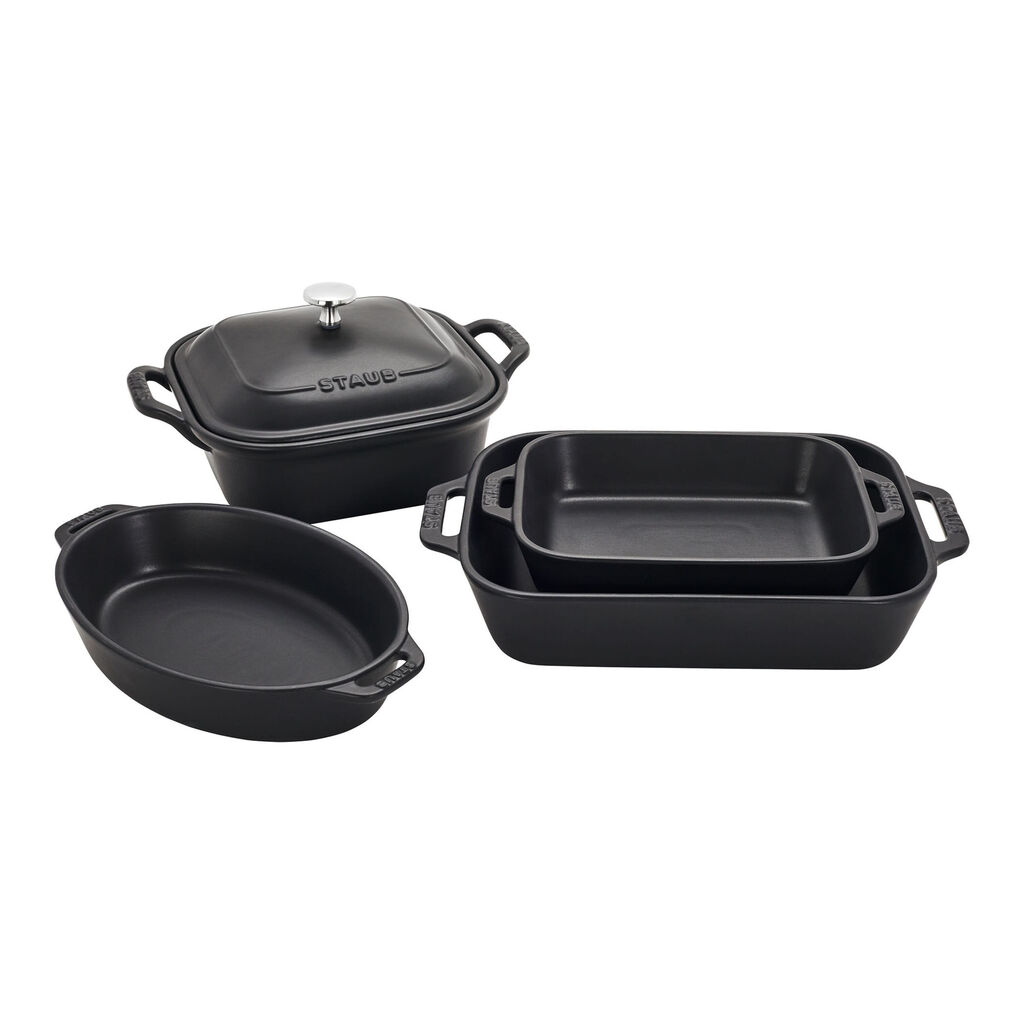 5-pc, Mixed Baking Dish Set, Matte Black,,large