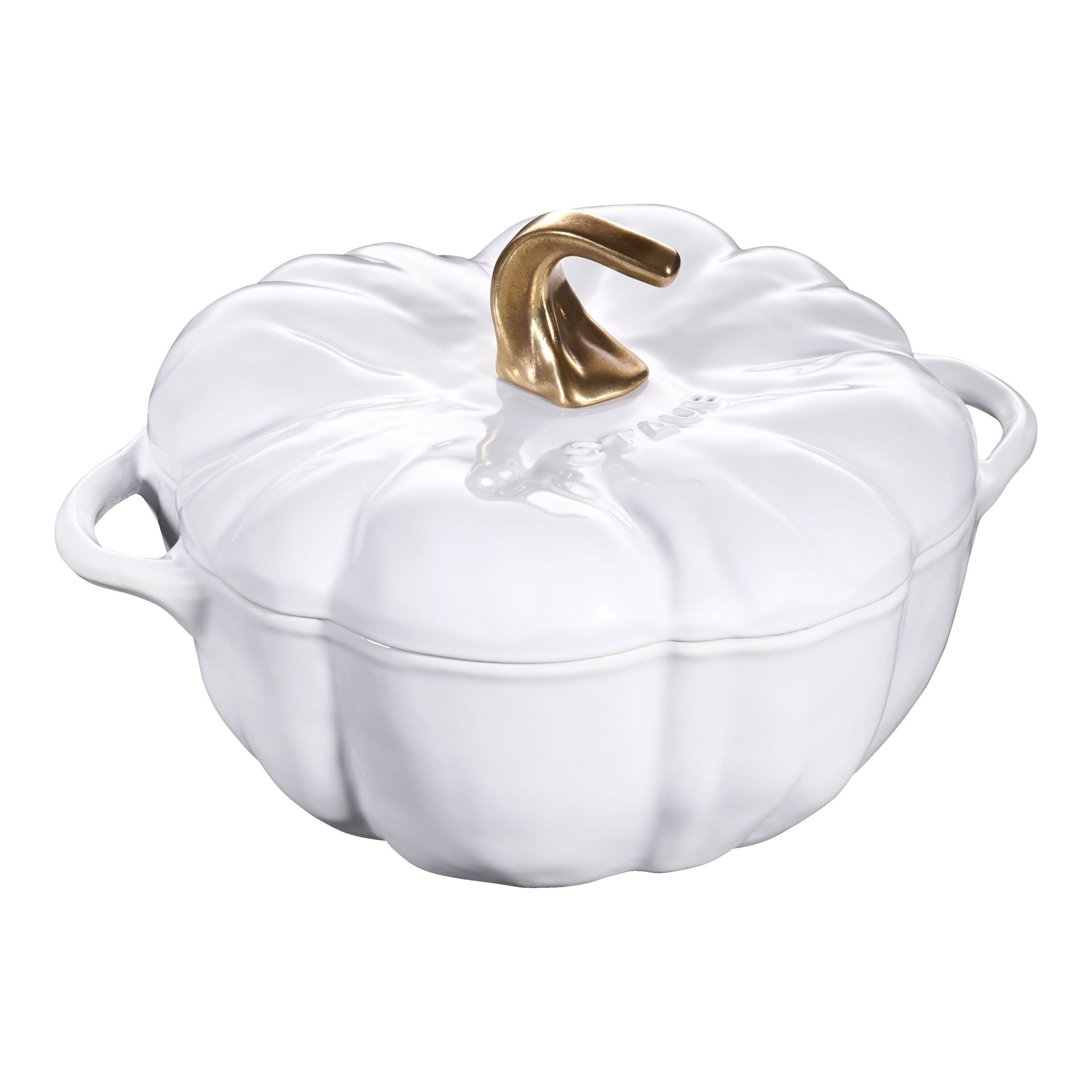 Cast Iron 3.5 qt, Pumpkin, Dutch Oven With Gold Stem, Pure White