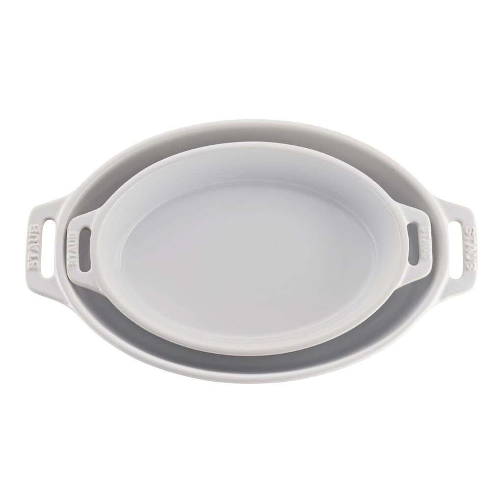 2-pc, Oval Baking Dish Set, White,,large