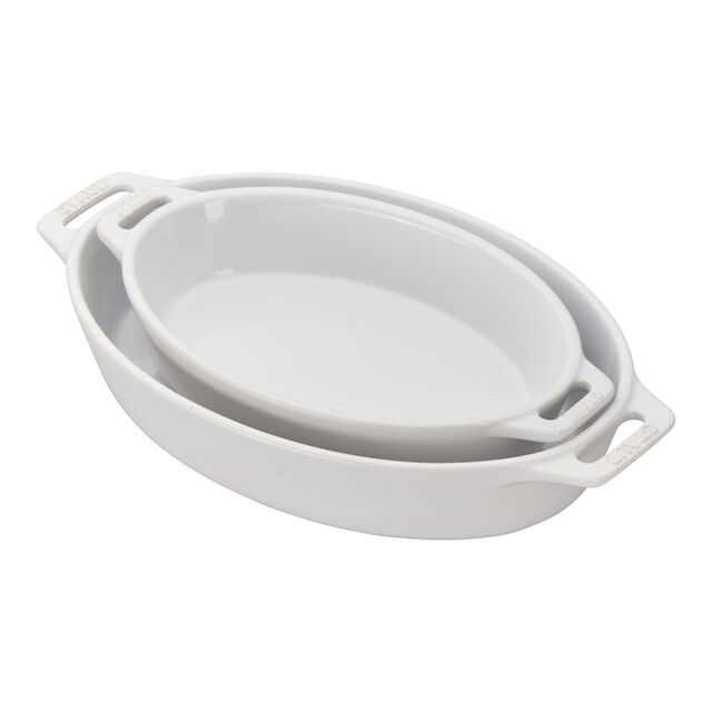 2-pc, Oval Baking Dish Set, White,,large