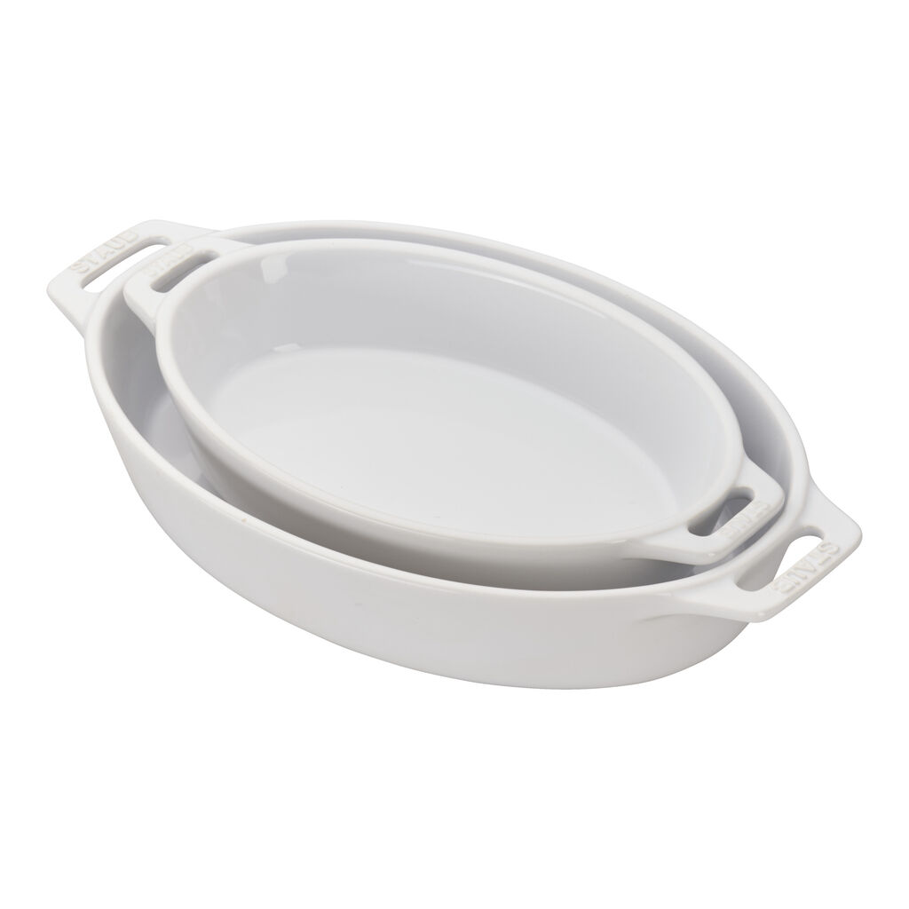 2-pc, Oval Baking Dish Set, White,,large