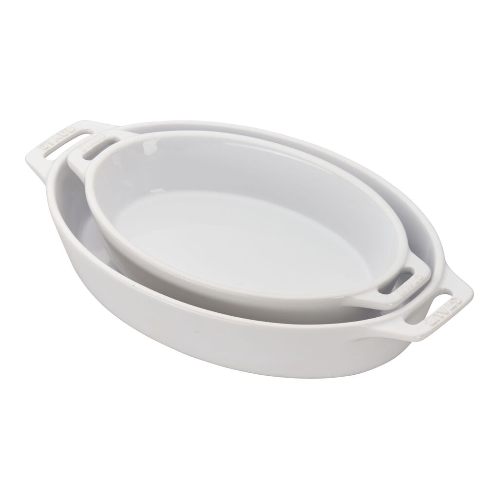 2-pc, Oval Baking Dish Set, White,,large