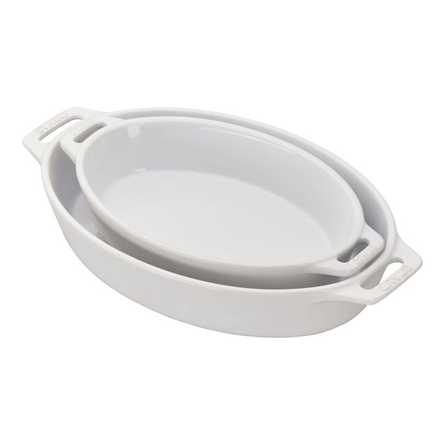 2-pc, Oval Baking Dish Set, White