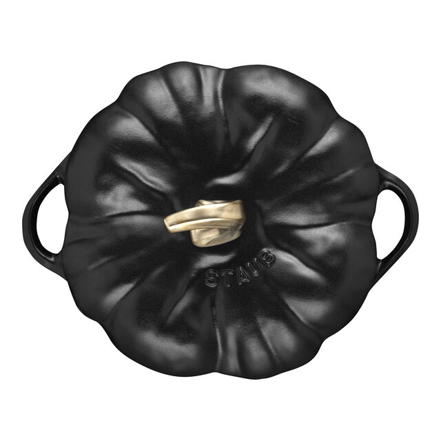 3.5 qt, Pumpkin, Dutch Oven With Brass Knob, Matte Black,,large