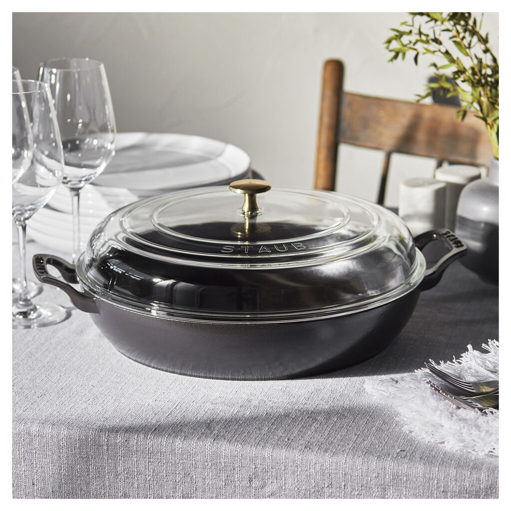 3.5 qt, Braiser With Glass Lid, Matte Black,,large