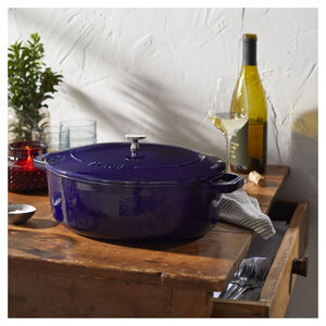 6 qt, Wide Oval French Oven, Dark Blue