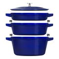 4-pc Stackable Cookware Set, Dark Blue, Cast Iron ,,large