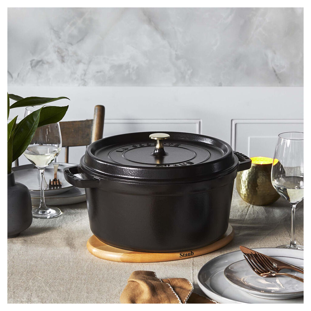 7 qt, Round, Dutch Oven, Matte Black,,large