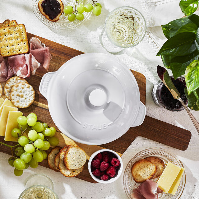 Round, Covered Brie Baker, White,,large