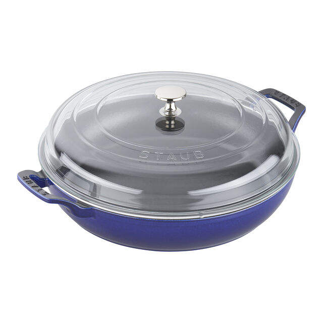 3.5 qt, Braiser With Glass Lid, Dark Blue,,large