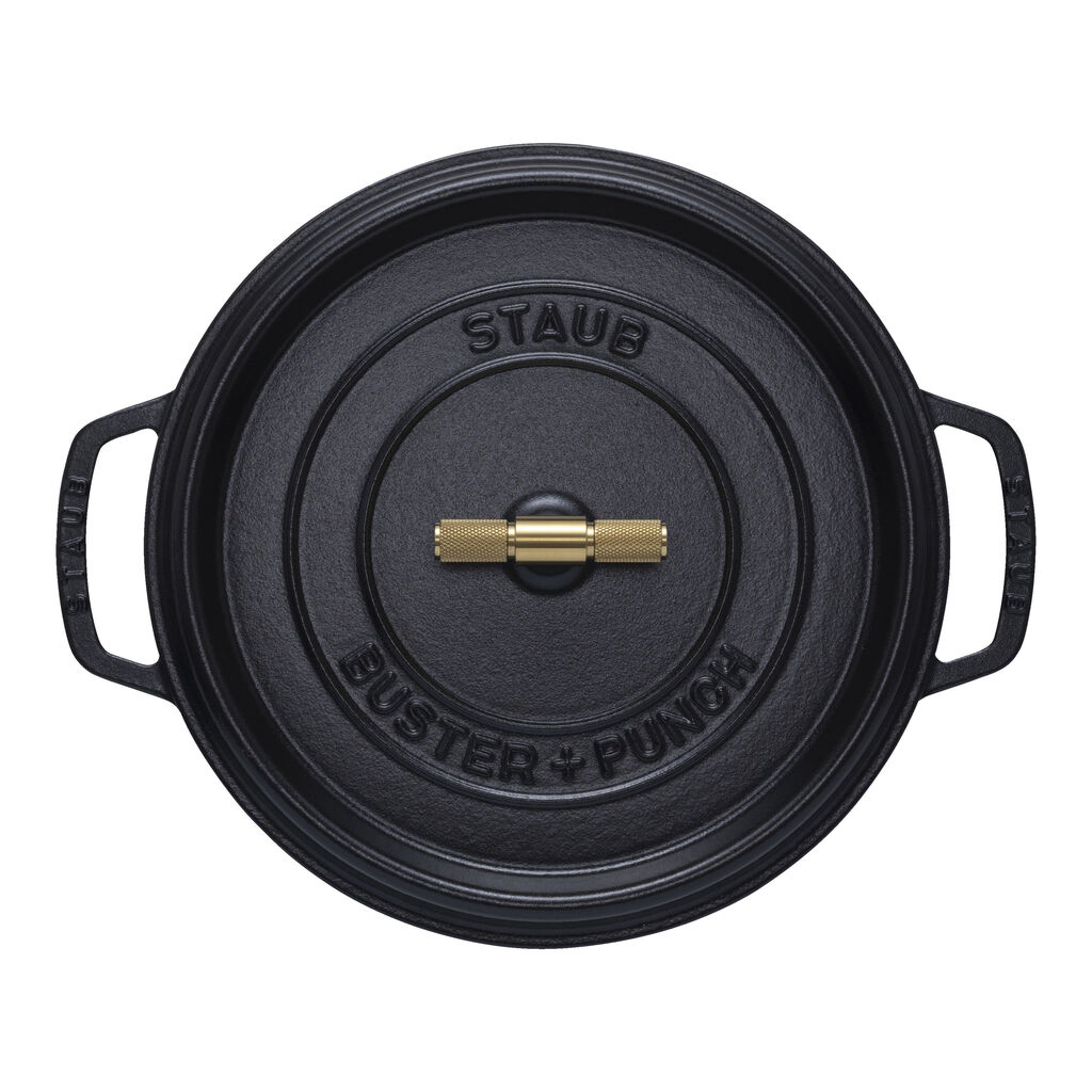 7 qt, Round, Dutch Oven Buster And Punch, Matte Black,,large