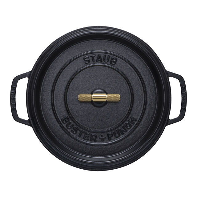 7 qt, Round, Dutch Oven Buster And Punch, Matte Black,,large