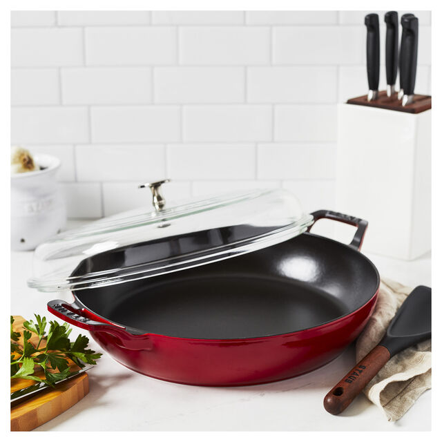 3.5 qt, Braiser With Glass Lid, Cherry,,large
