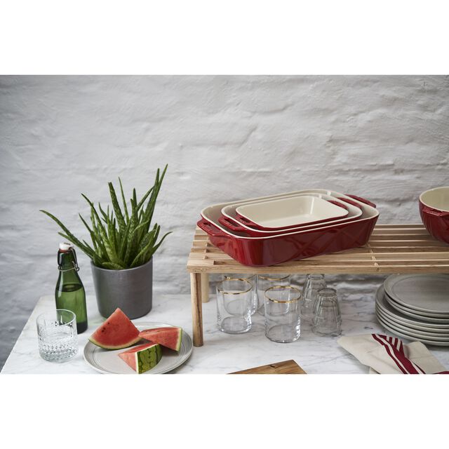 3-pc, Rectangular Baking Dish Set, Cherry,,large