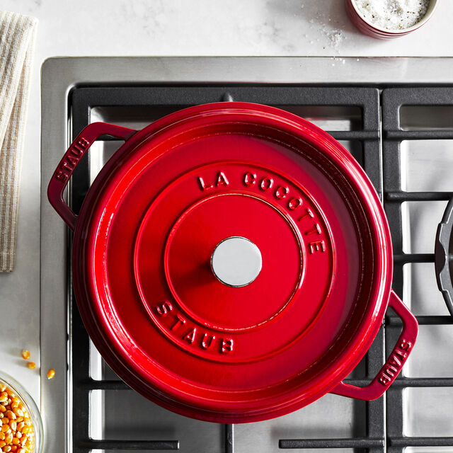 4 qt, Round, Dutch Oven, Cherry,,large