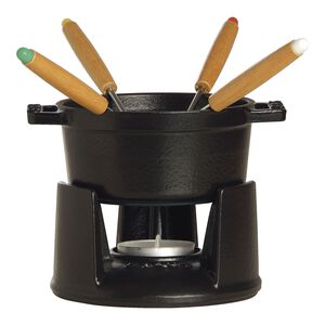 4-inch, 0.25-qt Mini Chocolate Fondue Set, Matte Black