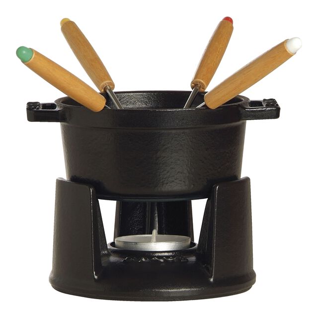 4-inch, 0.25-qt Mini Chocolate Fondue Set, Matte Black,,large