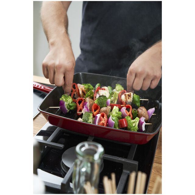 12-inch, Cast Iron, Square, Grill Pan, Cherry,,large