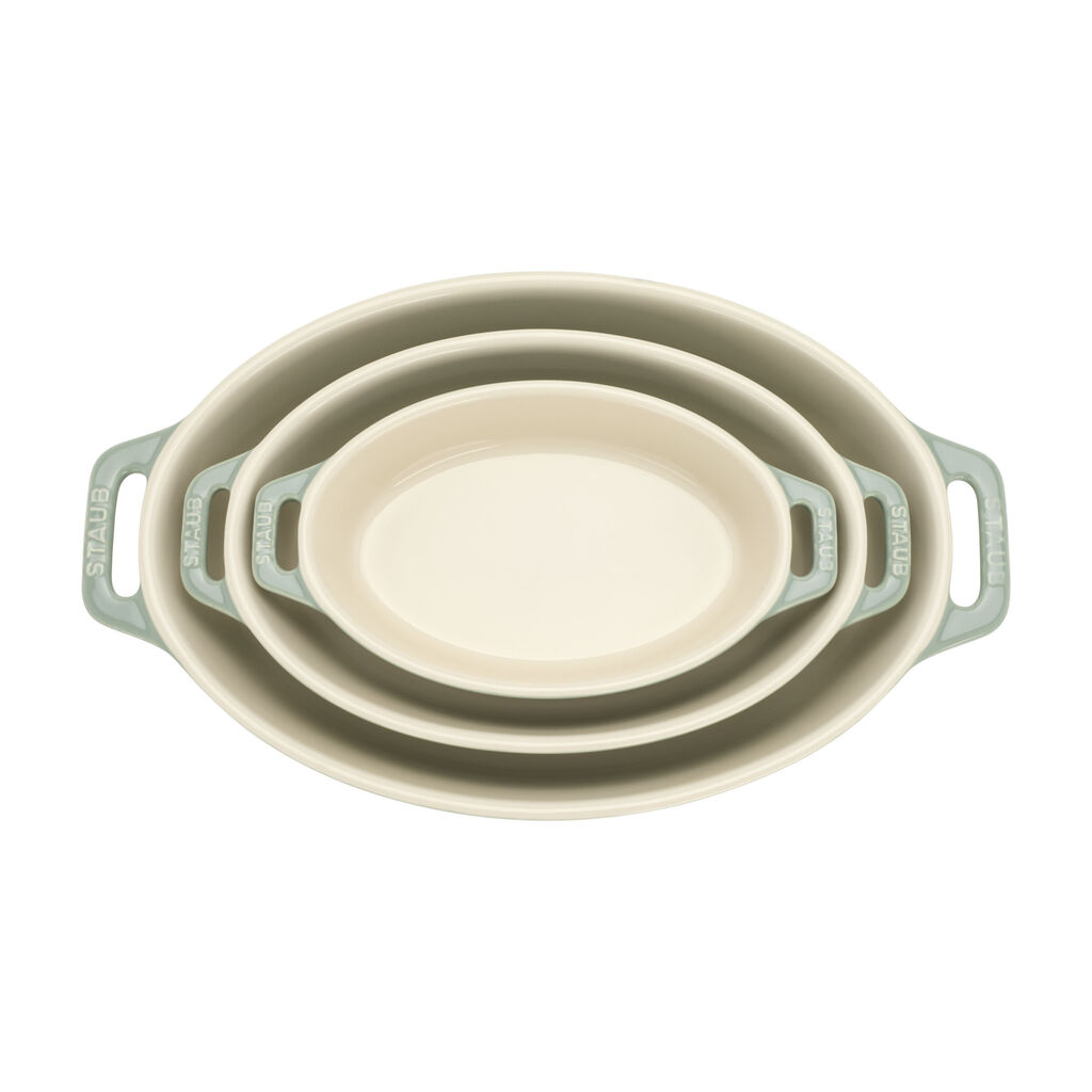 3-pc, Oval, Baking Dish Set, Eucalyptus,,large