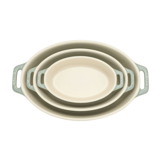 3-pc, Oval, Baking Dish Set, Eucalyptus,,large
