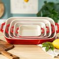 3-pc, Rectangular Baking Dish Set, Cherry,,large
