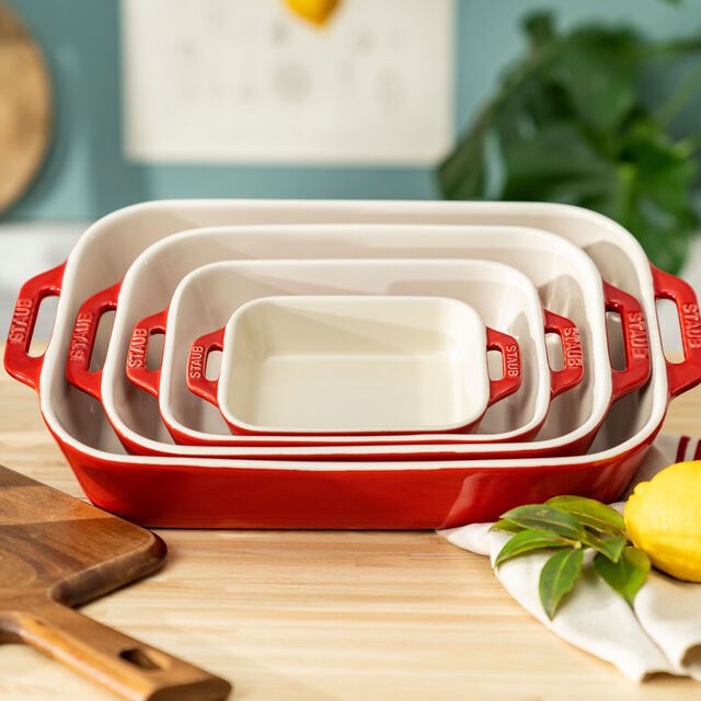 3-pc, Rectangular Baking Dish Set, Cherry,,large