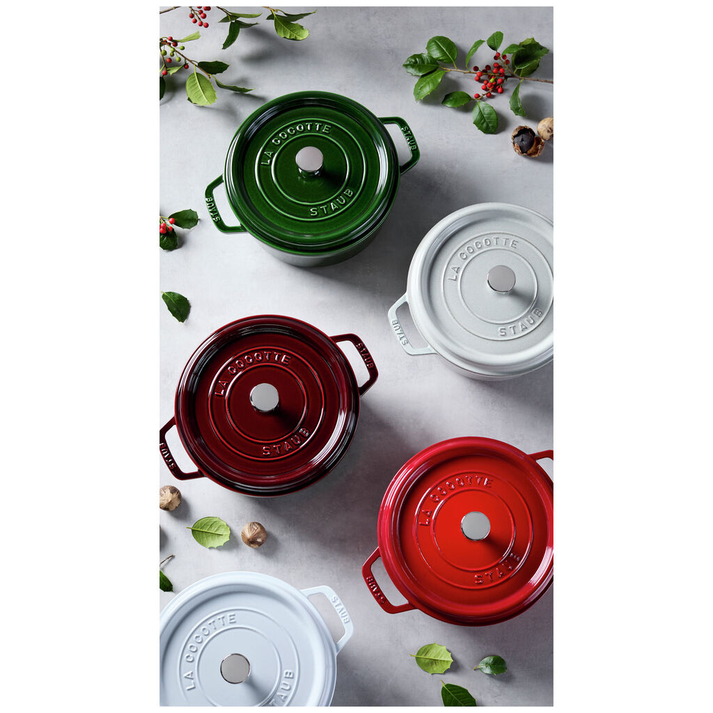 4 qt, Round, Cocotte, Cherry - Factory Second,,large