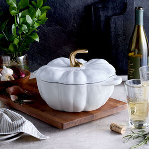 3.5 qt, Pumpkin, Dutch Oven With Brass Knob, Pure White