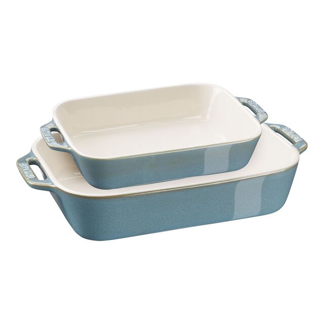 2-pc, Rectangular Baking Dish Set, Rustic Turquoise,,large