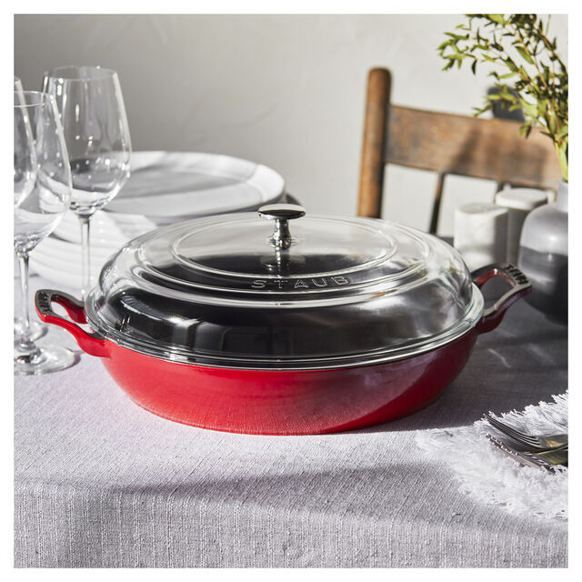 3.5 qt, Braiser With Glass Lid, Cherry,,large