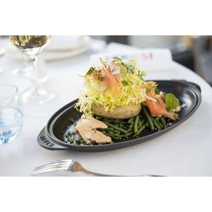 12.25 inch, Oval, Covered Fish Pan, Matte Black