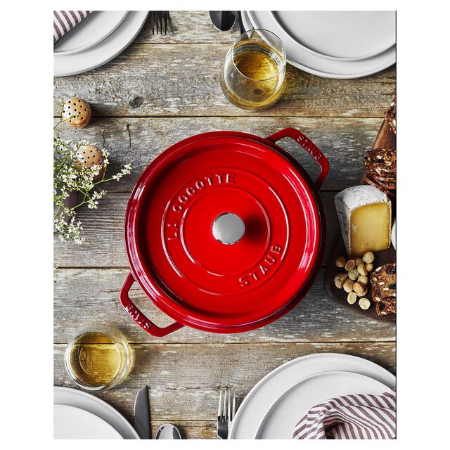 7 qt, Round, Dutch Oven, Cherry,,large