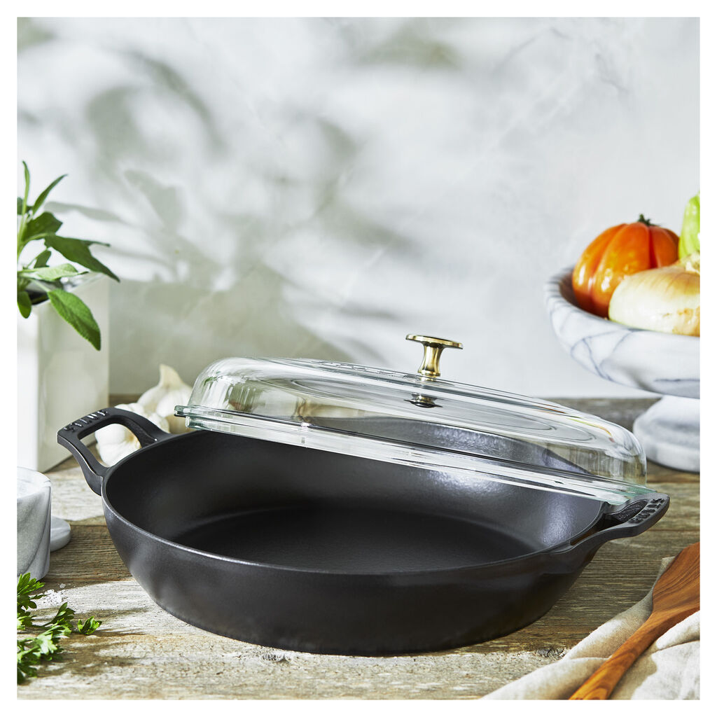 3.5 qt, Braiser With Glass Lid, Matte Black,,large