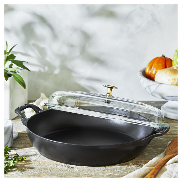 3.5 qt, Braiser With Glass Lid, Matte Black,,large