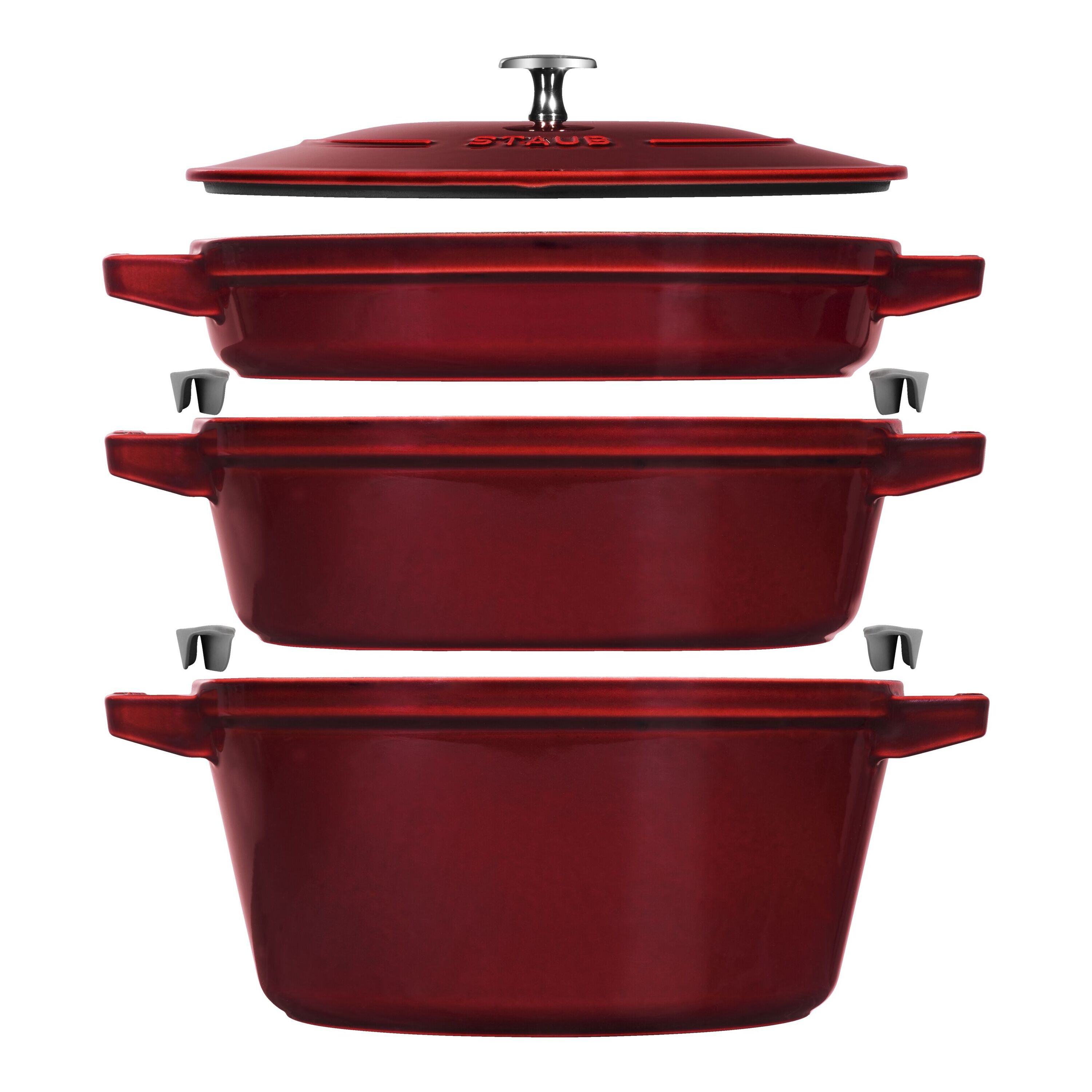 Cast Iron 4-pc Stackable Cookware Set, Grenadine, Cast Iron | STAUB