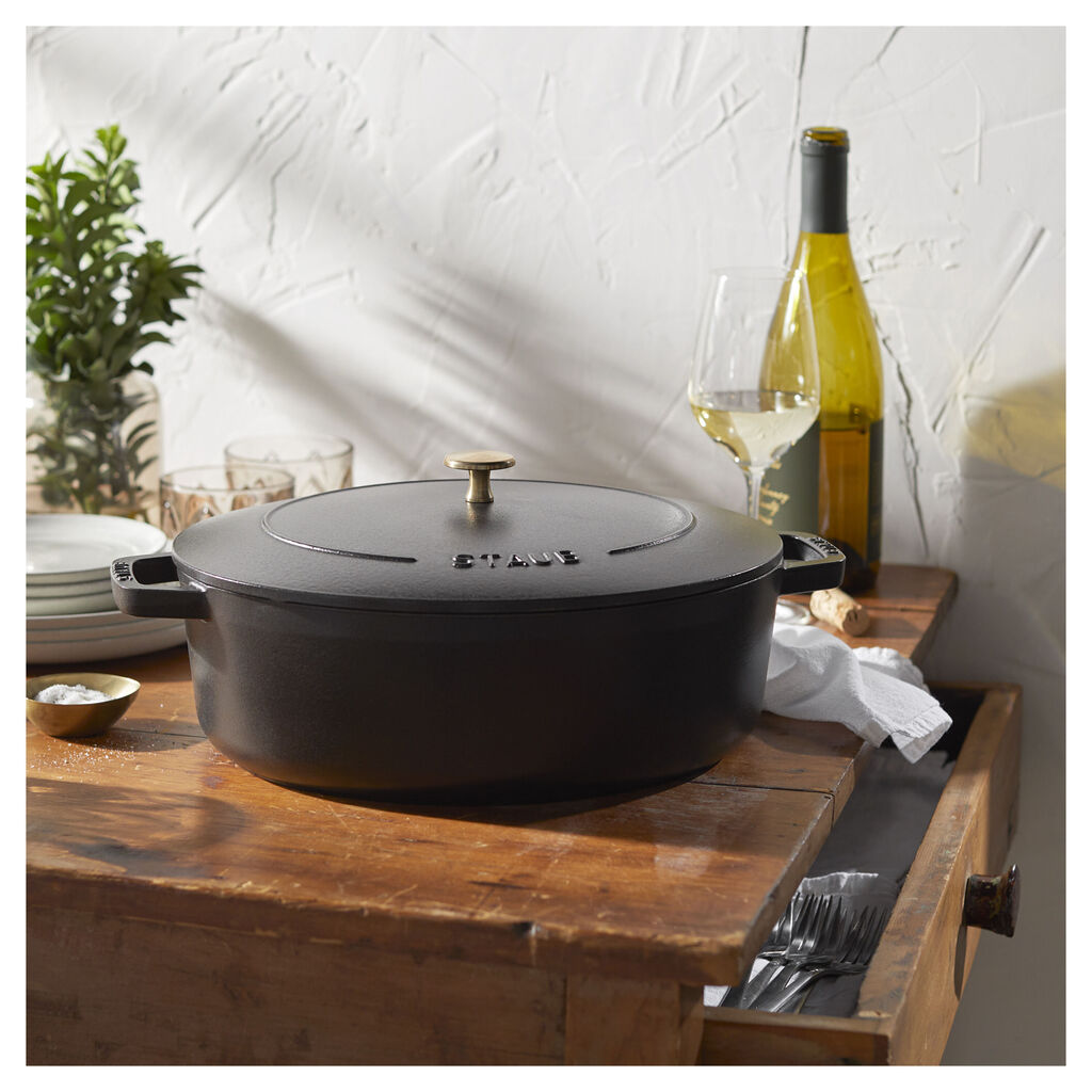 6 qt, Wide Oval French Oven, Matte Black,,large