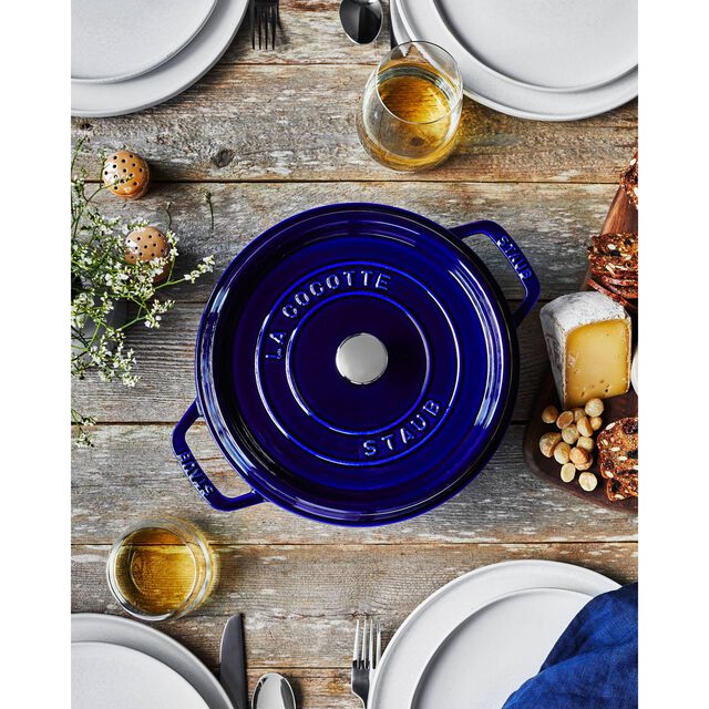 7 qt, Round, Dutch Oven, Dark Blue,,large