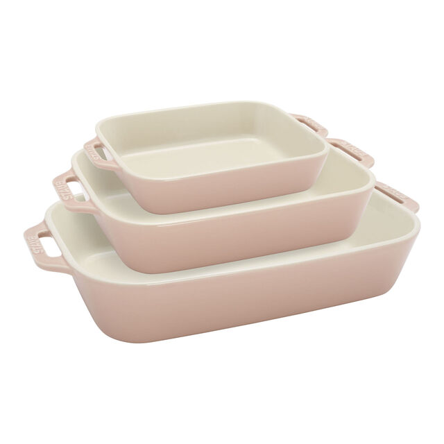 3-pc, Rectangular Baking Dish Set, Light Pink,,large