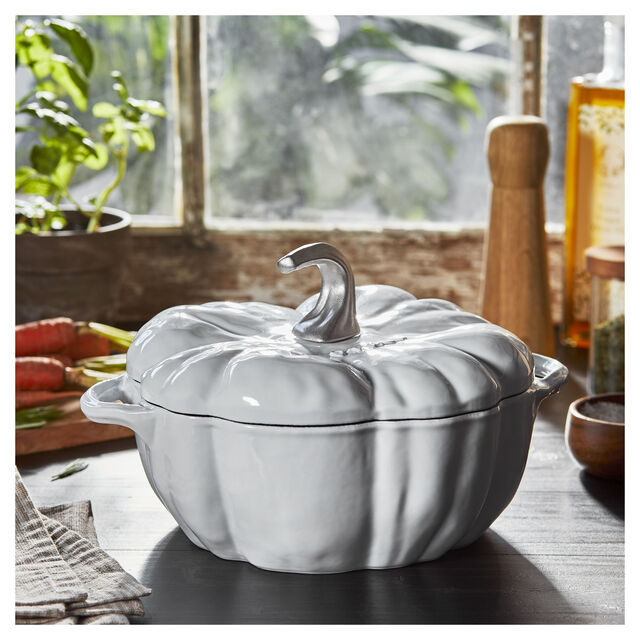 3.5 qt, Pumpkin, Dutch Oven With Stainless Steel Knob, Pure White,,large