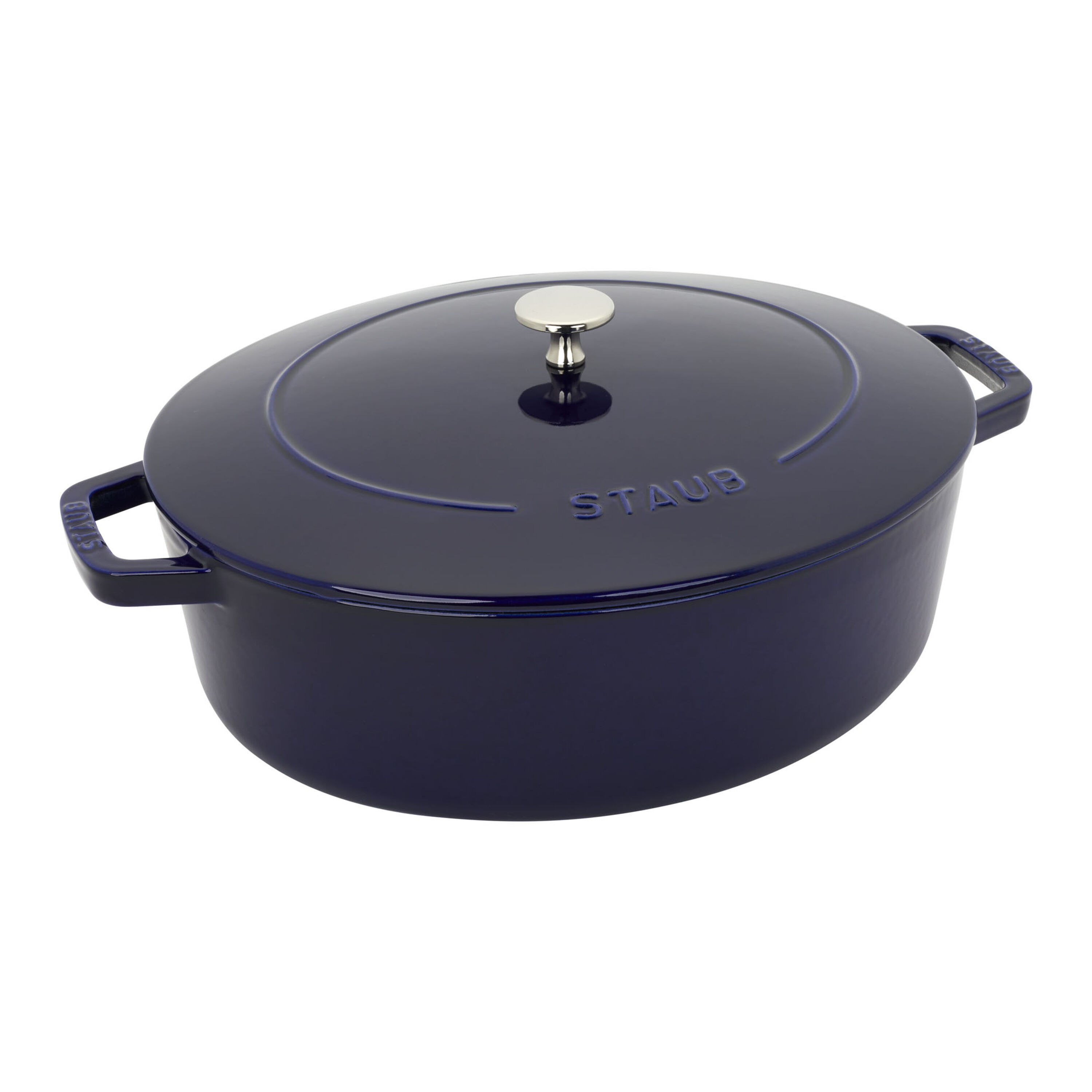Buy Cast Iron 6 qt, Wide Oval French Oven, Dark Blue | STAUB